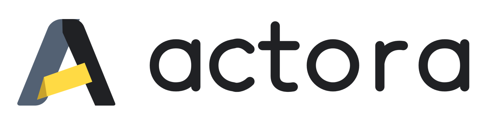 Actora-Logo mit gefaltetem A und geometrischer Wortmarke